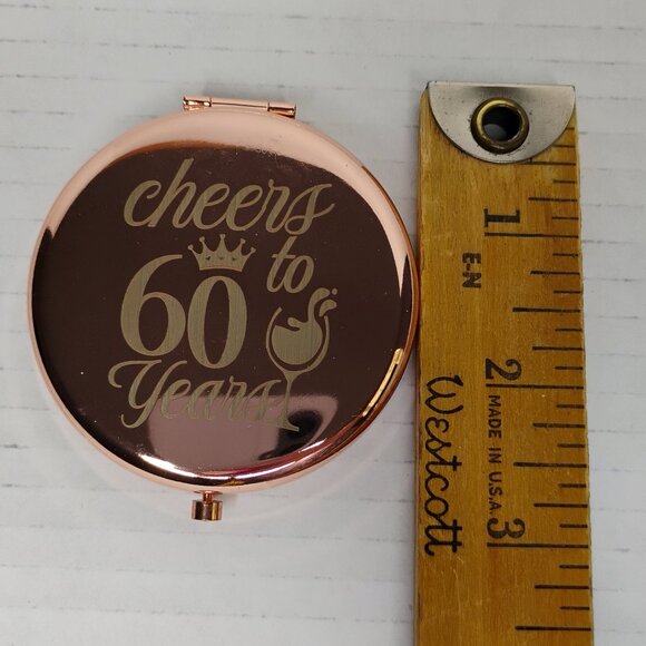 Cheers to 60 Years Mirror Compact – Rose Gold Tone – Double Mirror – New - Picture 5 of 6